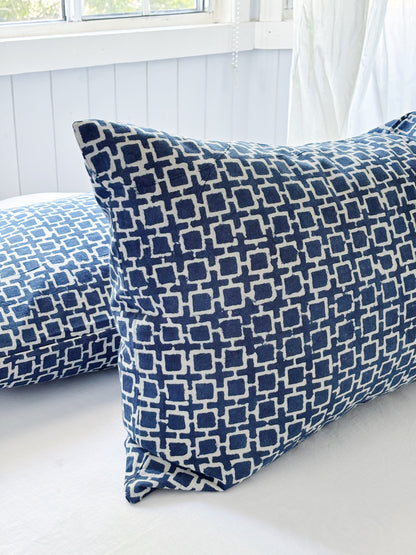 Coastal Living Indigo Patchwork Hand Block Printed Kantha Quilt Bundle