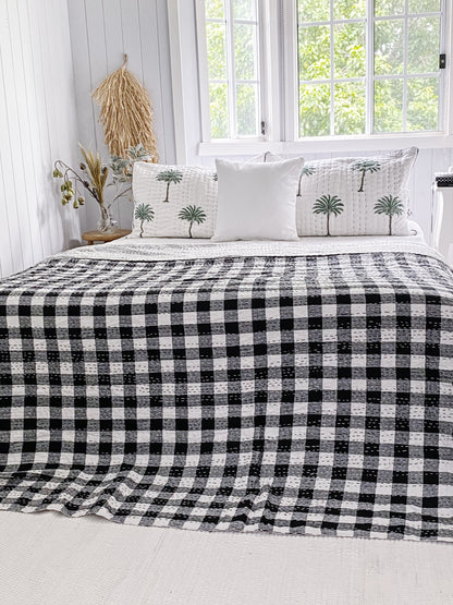 Gingham Modern Farmhouse Kantha Quilt