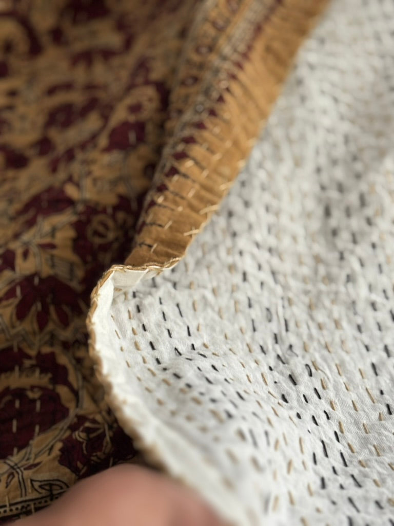 Clay Japandi Kantha Quilt