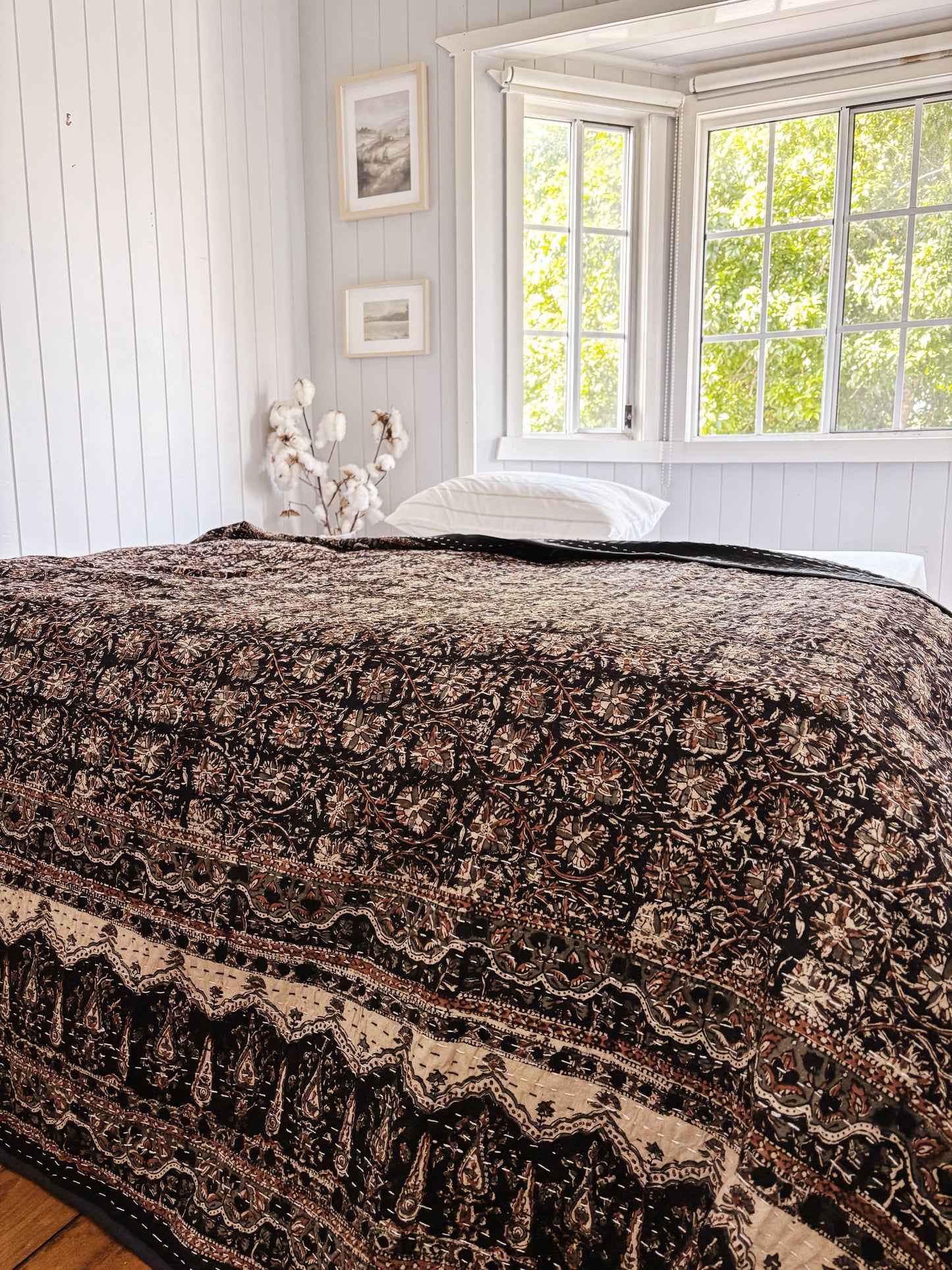 Ecru Heirloom Kantha Quilt