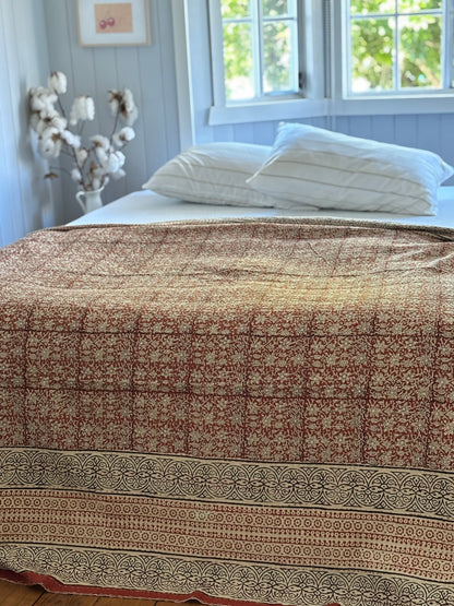 Terracotta Saltgrass Kantha Quilt