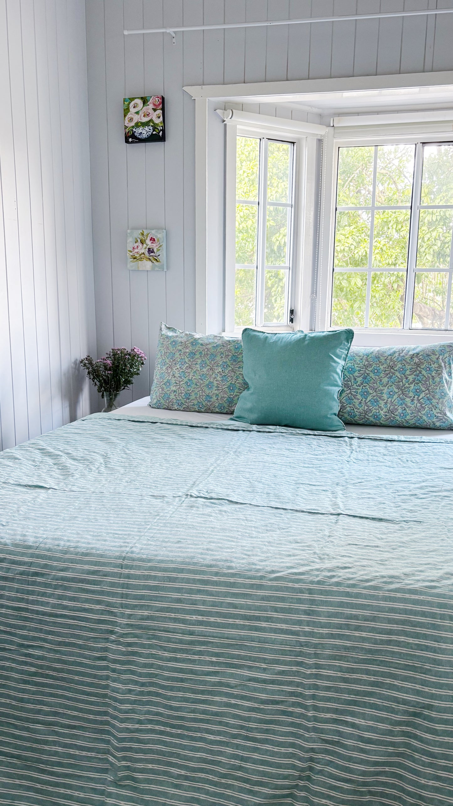 Seafoam Coastal Kantha Quilt