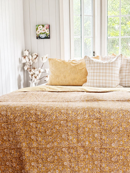 Peach Soleil Boho Coastal Kantha Quilt