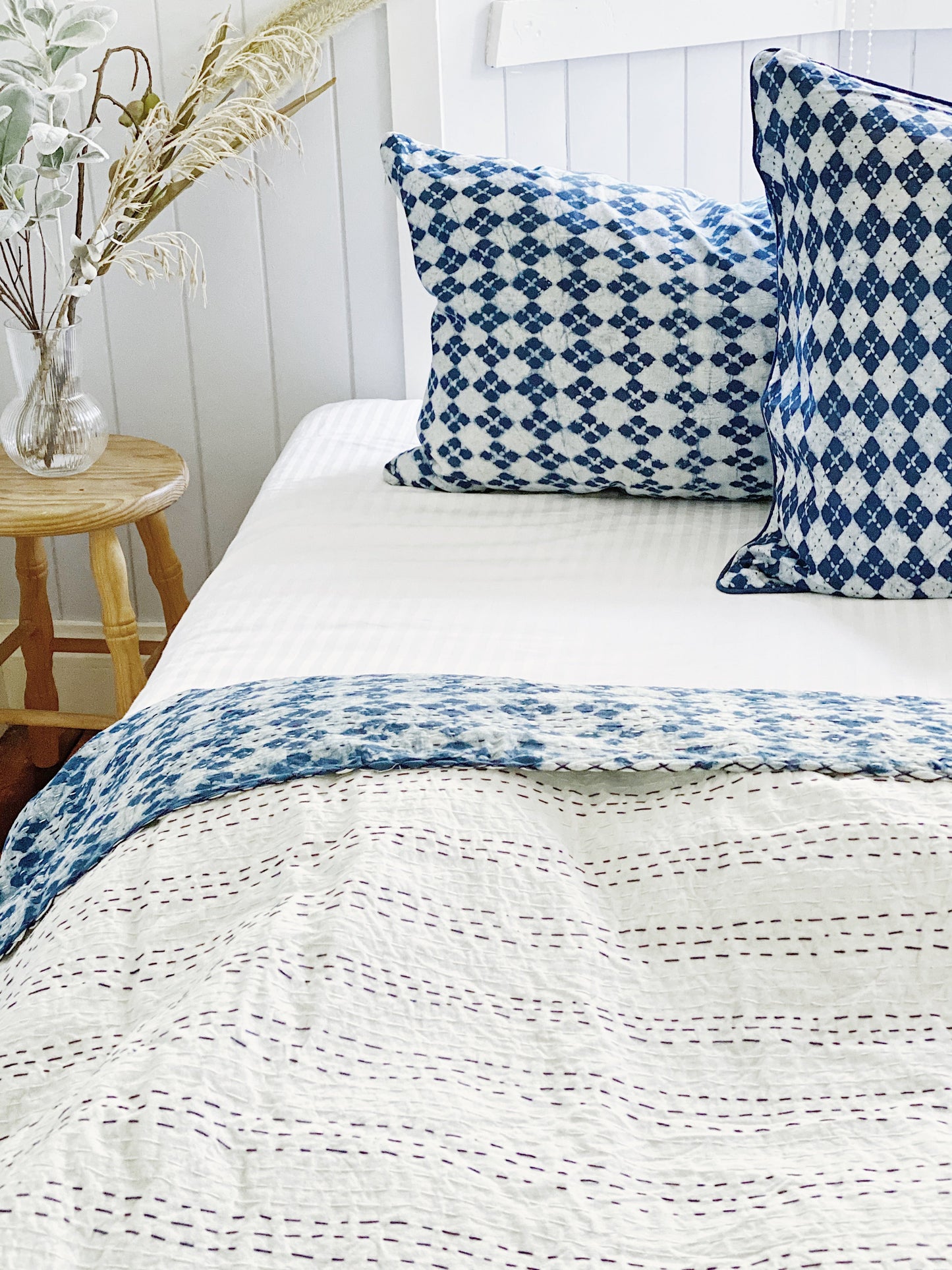 Blue Coastal Hamptons Cushion Cover (50x50cm)