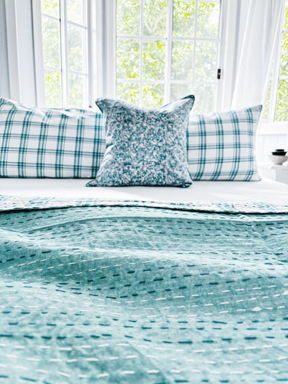 Seafoam Coastal Kantha Quilt