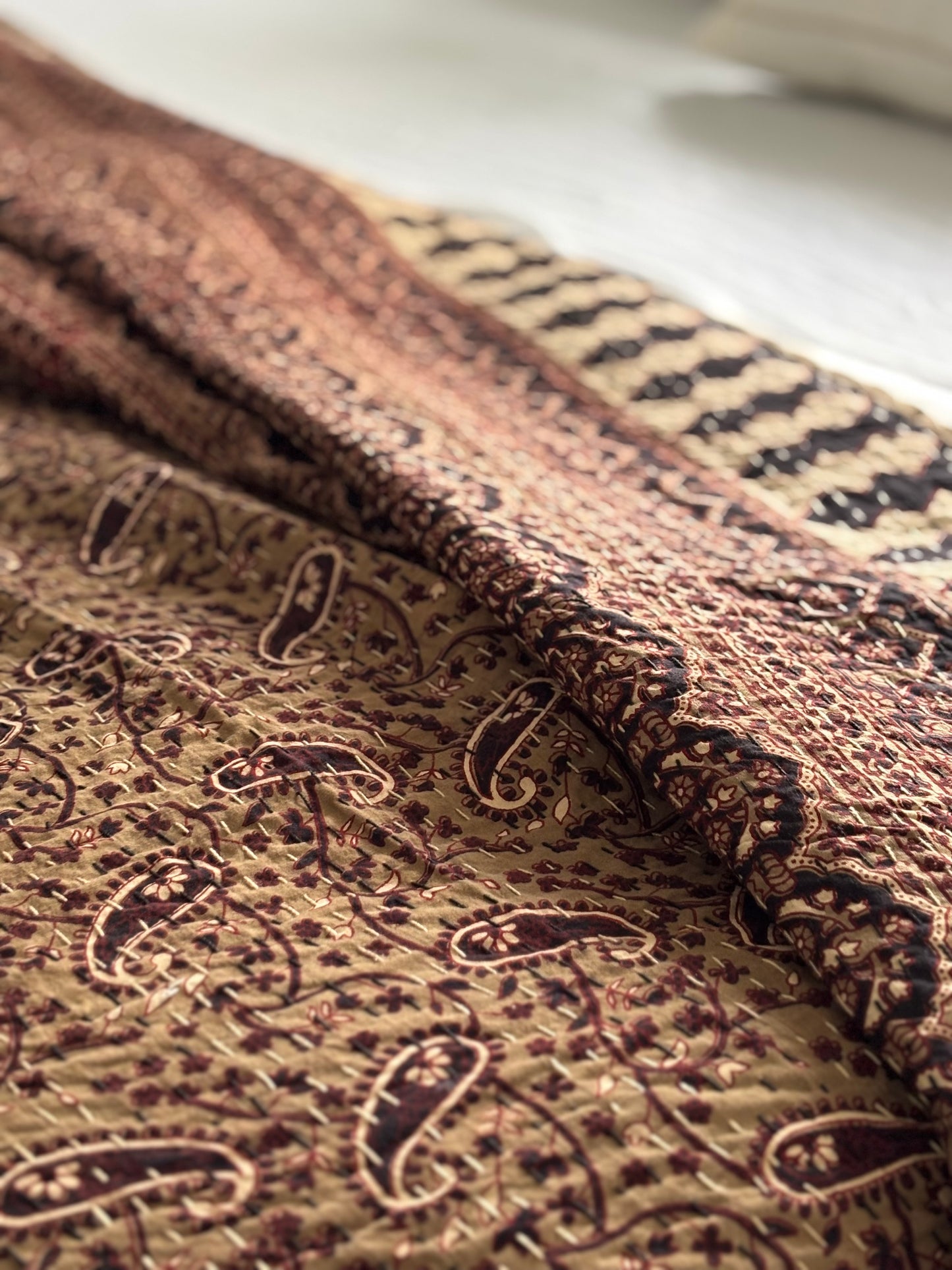 Salt Earthy Wabi Sabi Kantha Quilt
