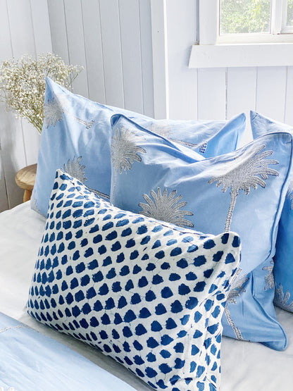 Blue Beachhouse Palms Euro Cushion Cover