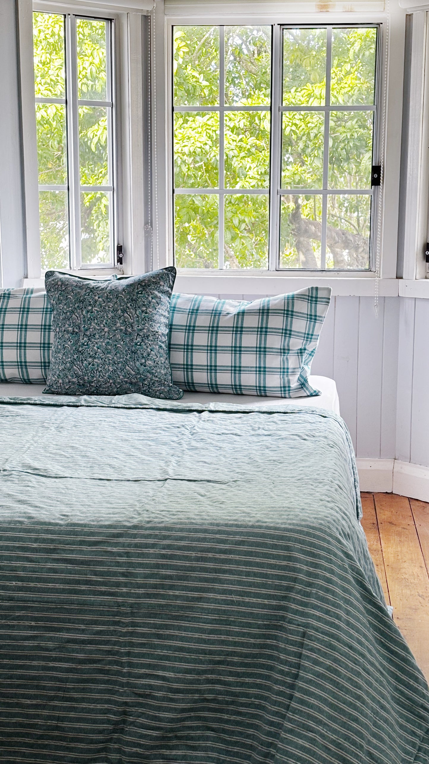 Seafoam Coastal Kantha Quilt