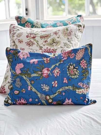 French Blue Jardin Lumbar Cushion Cover