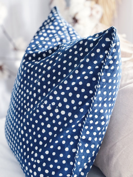 Indigo Small Dots Cushion Cover