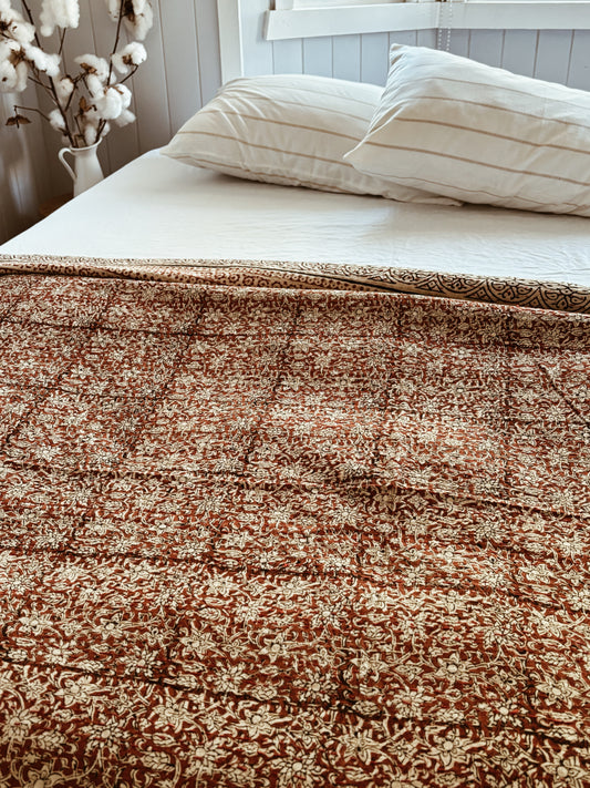 Terracotta Saltgrass Kantha Quilt