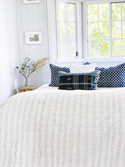 Midnight Blue Handwoven Lumbar Cushion Cover