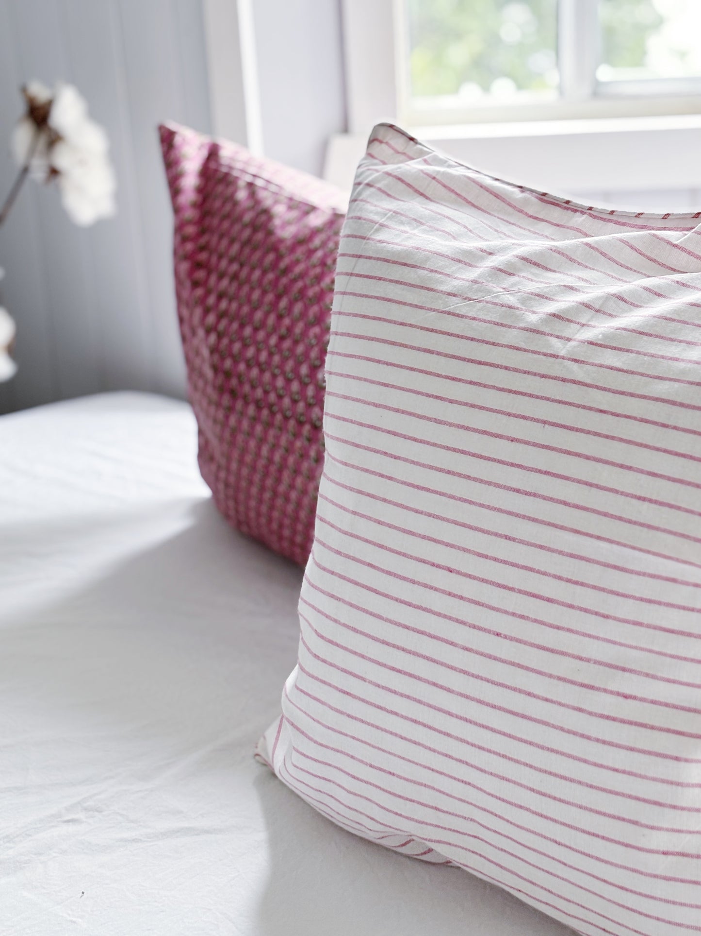 Suffolk Pink Stripes Euro Cushion Cover