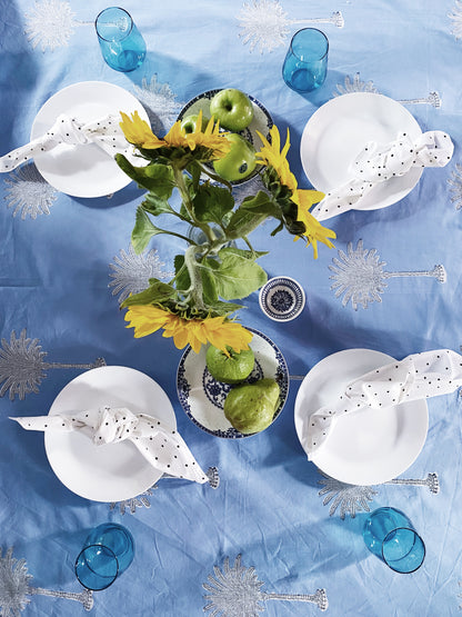 Coastal Tablecloth Blue Beachhouse Palms