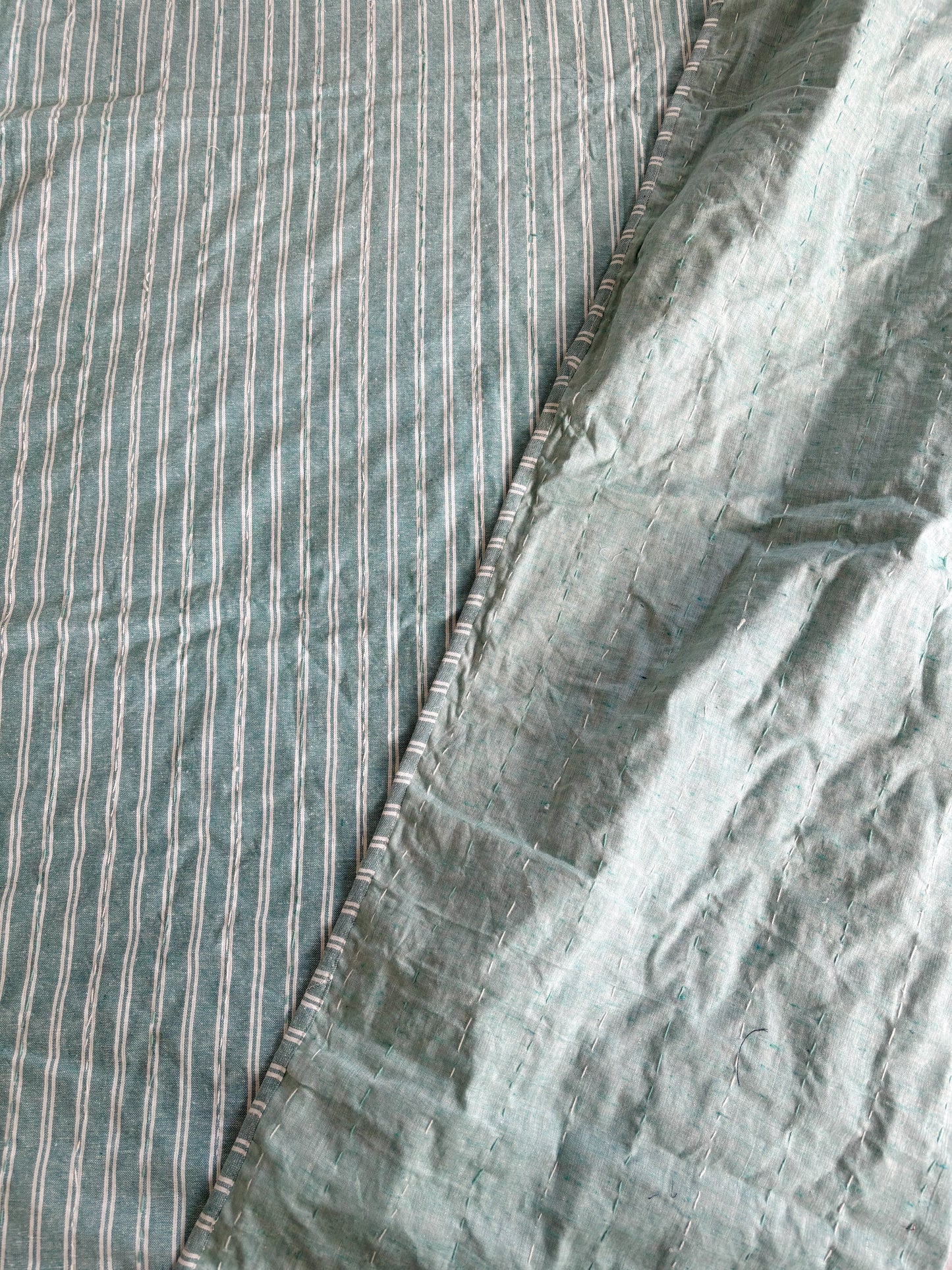 Seafoam Coastal Kantha Quilt