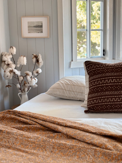 Peach Soleil Boho Coastal Kantha Quilt