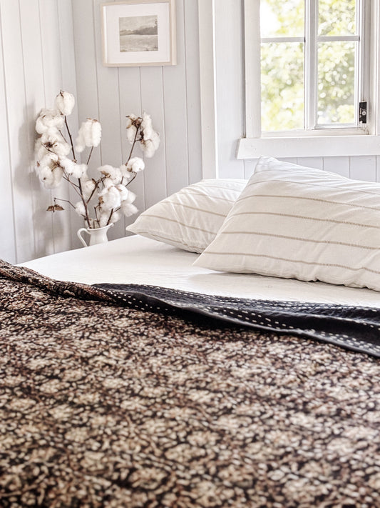 Ecru Heirloom Kantha Quilt