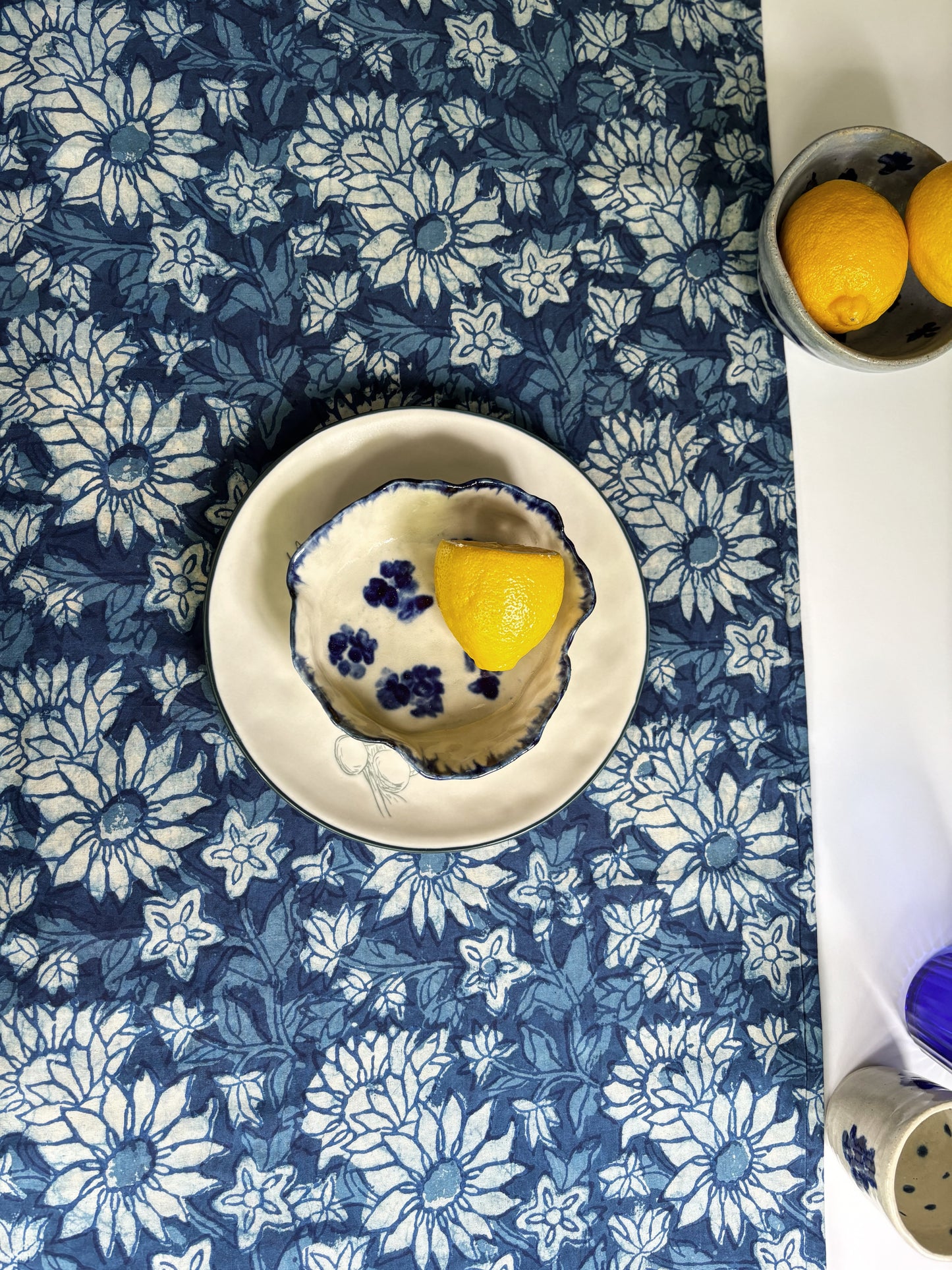 Indigo Sunflowers Table Runner( 40x150)