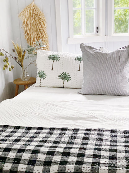 Gingham Modern Farmhouse Kantha Quilt