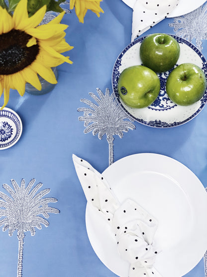 Coastal Tablecloth Blue Beachhouse Palms