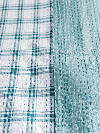 Seafoam Coastal Kantha Quilt