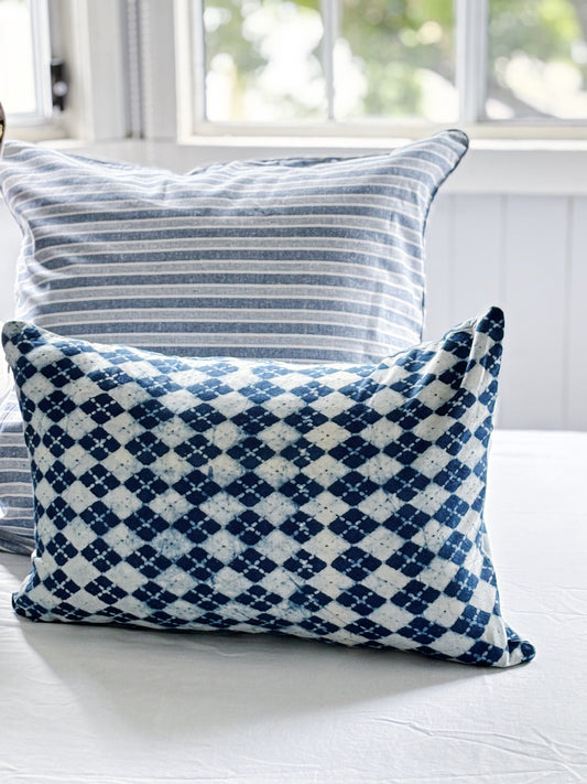 Blue Coastal Hamptons Lumbar Cushion Cover