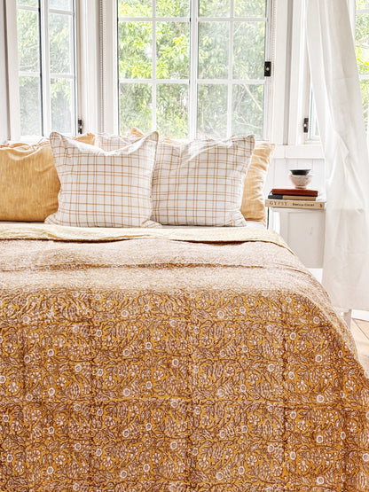 Peach Soleil Boho Coastal Kantha Quilt