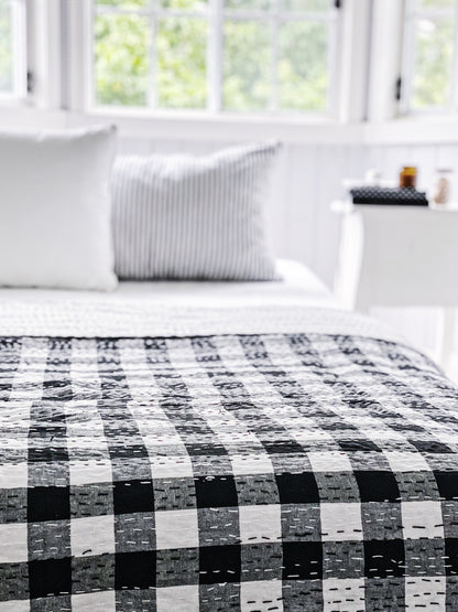 Gingham Modern Farmhouse Kantha Quilt