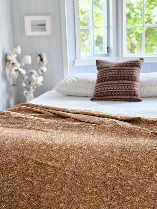 Modern Coastal Hand Block Printed Kantha Quilt Bundle