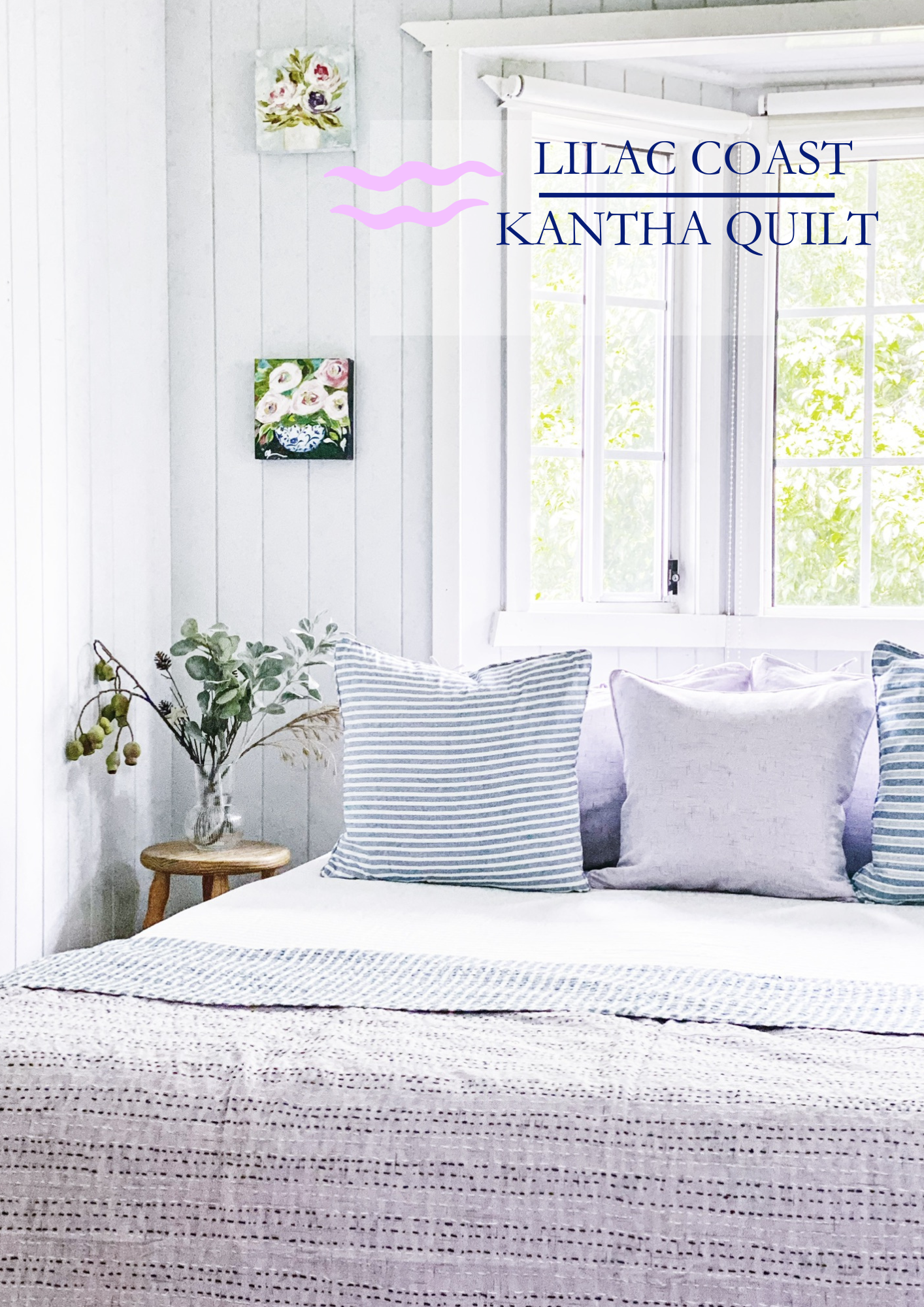 Lilac Coast Kantha Quilt