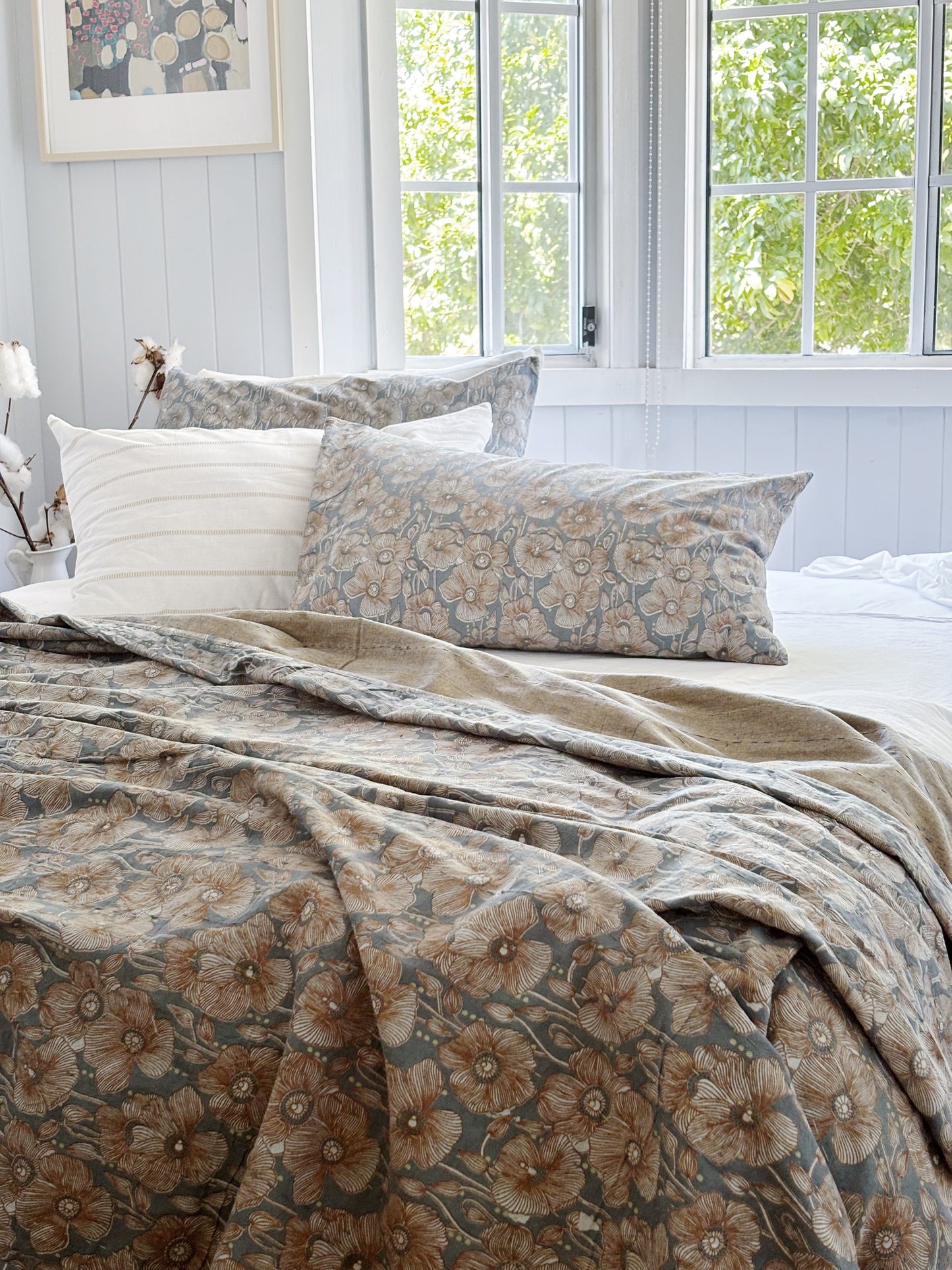 Salt Poppy Kantha Quilt