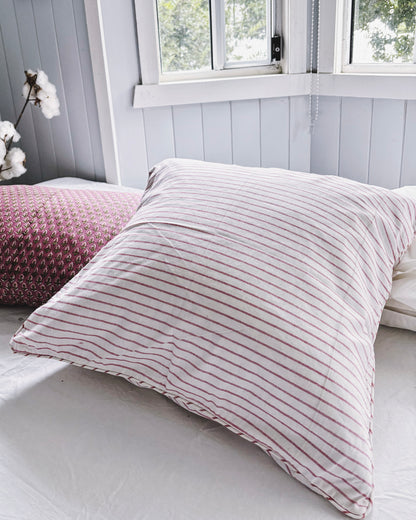 Suffolk Pink Stripes Euro Cushion Cover