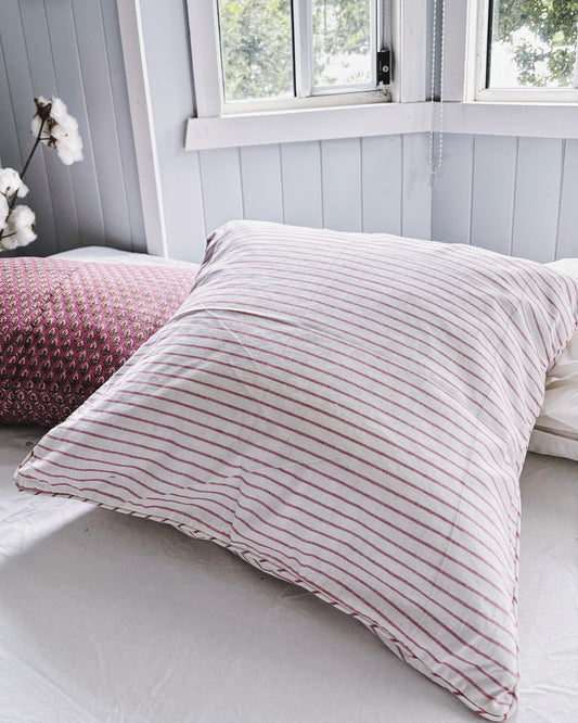Suffolk Pink Stripes Euro Cushion Cover