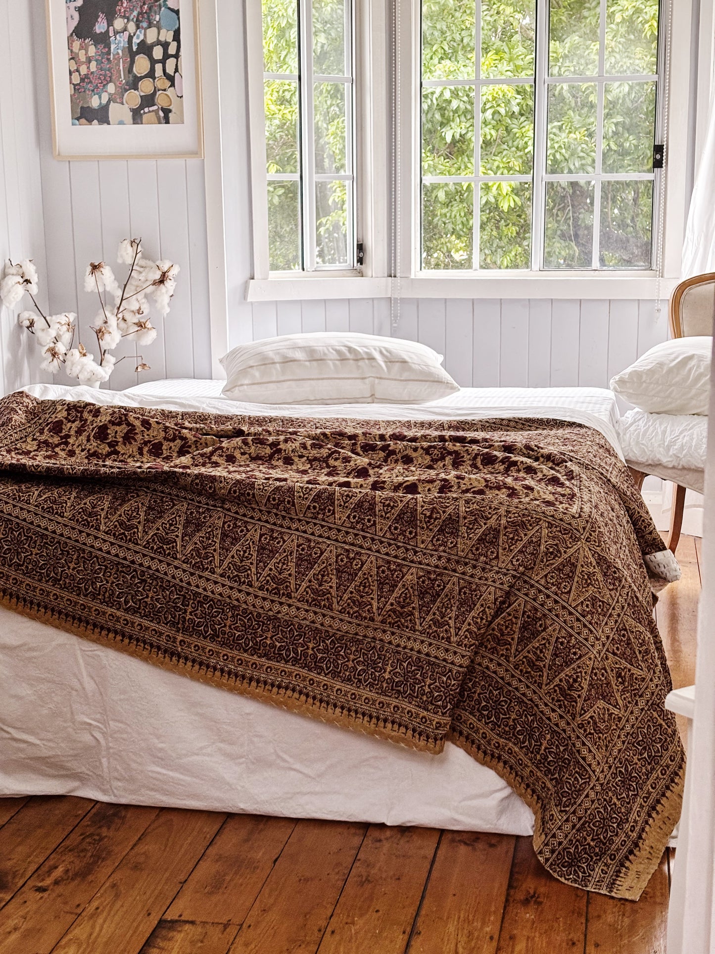 Clay Japandi Kantha Quilt