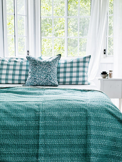 Seafoam Coastal Kantha Quilt