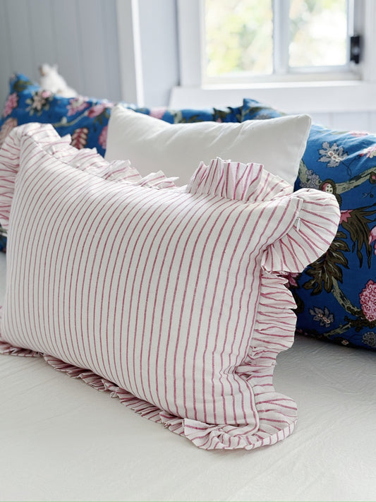 Suffolk Pink Stripes Lumbar Cushion Cover