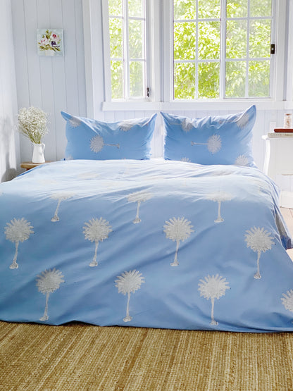 Blue Beachhouse Palms Pillowcase