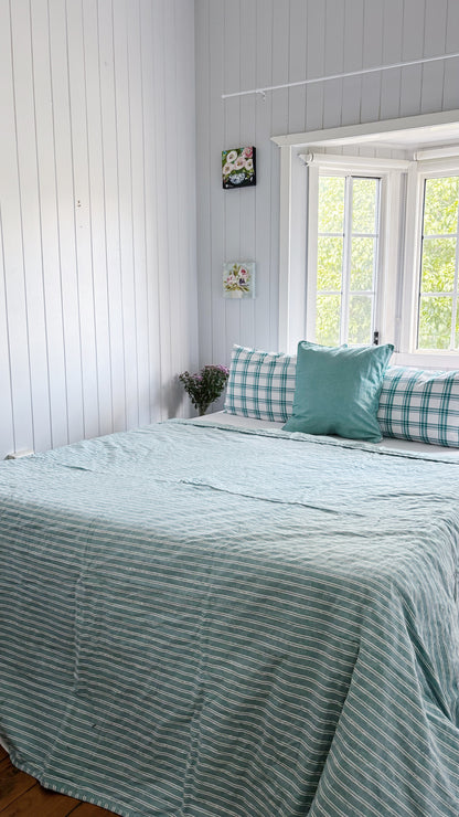 Seafoam Coastal Kantha Quilt