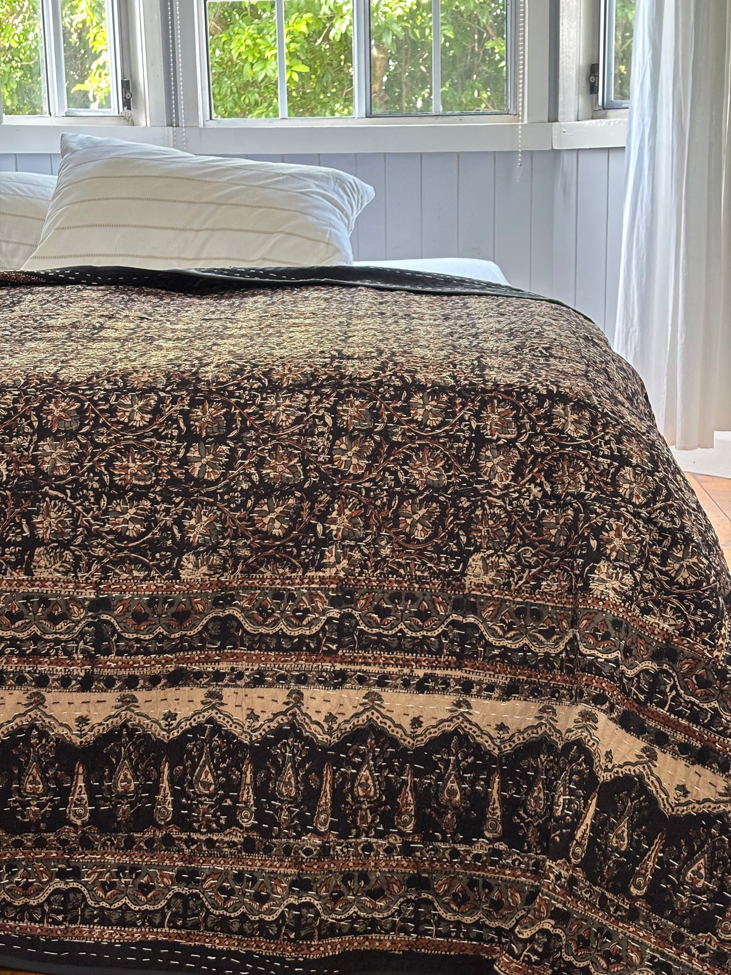 Ecru Heirloom Kantha Quilt