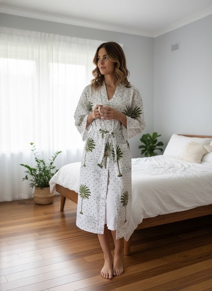 Polka Dot Palms Dressing Gown
