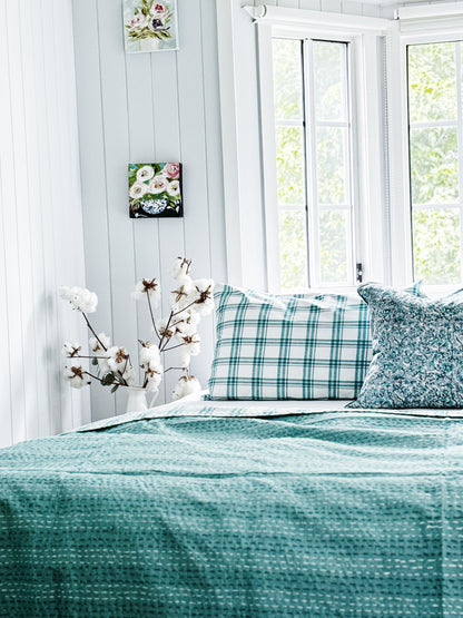 Seafoam Coastal Kantha Quilt