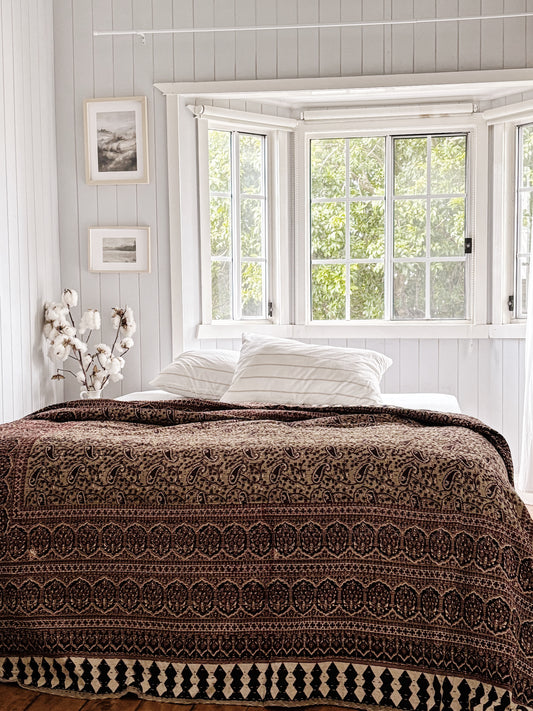Salt Earthy Wabi Sabi Kantha Quilt