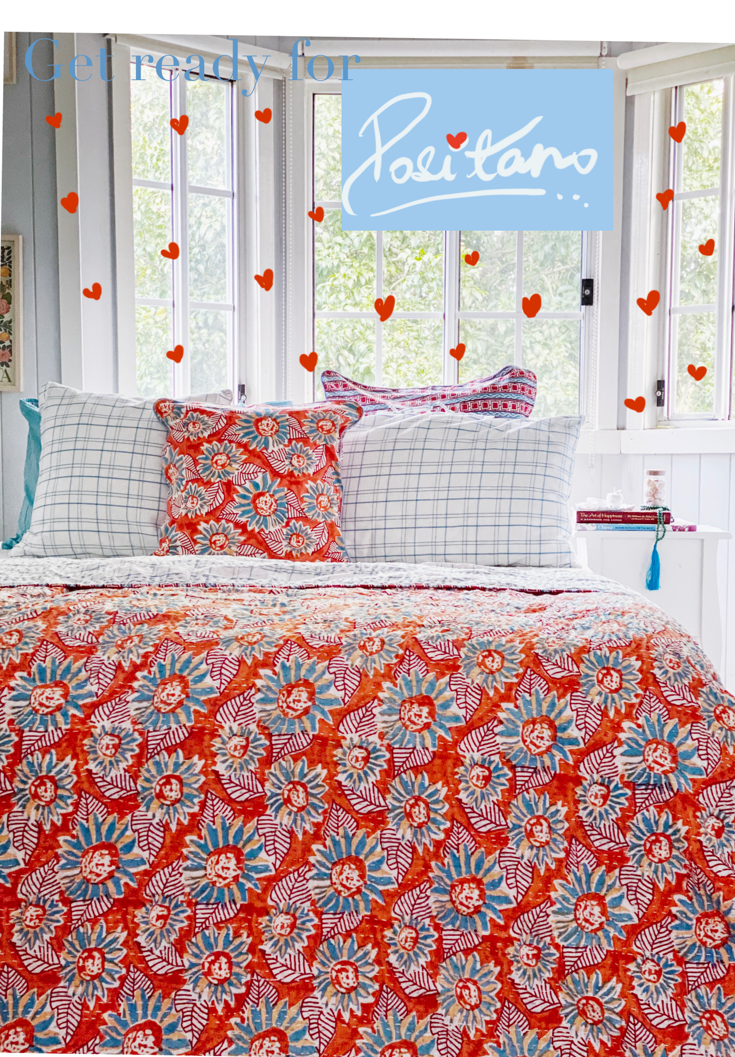 Positano Coastal Kantha Quilt