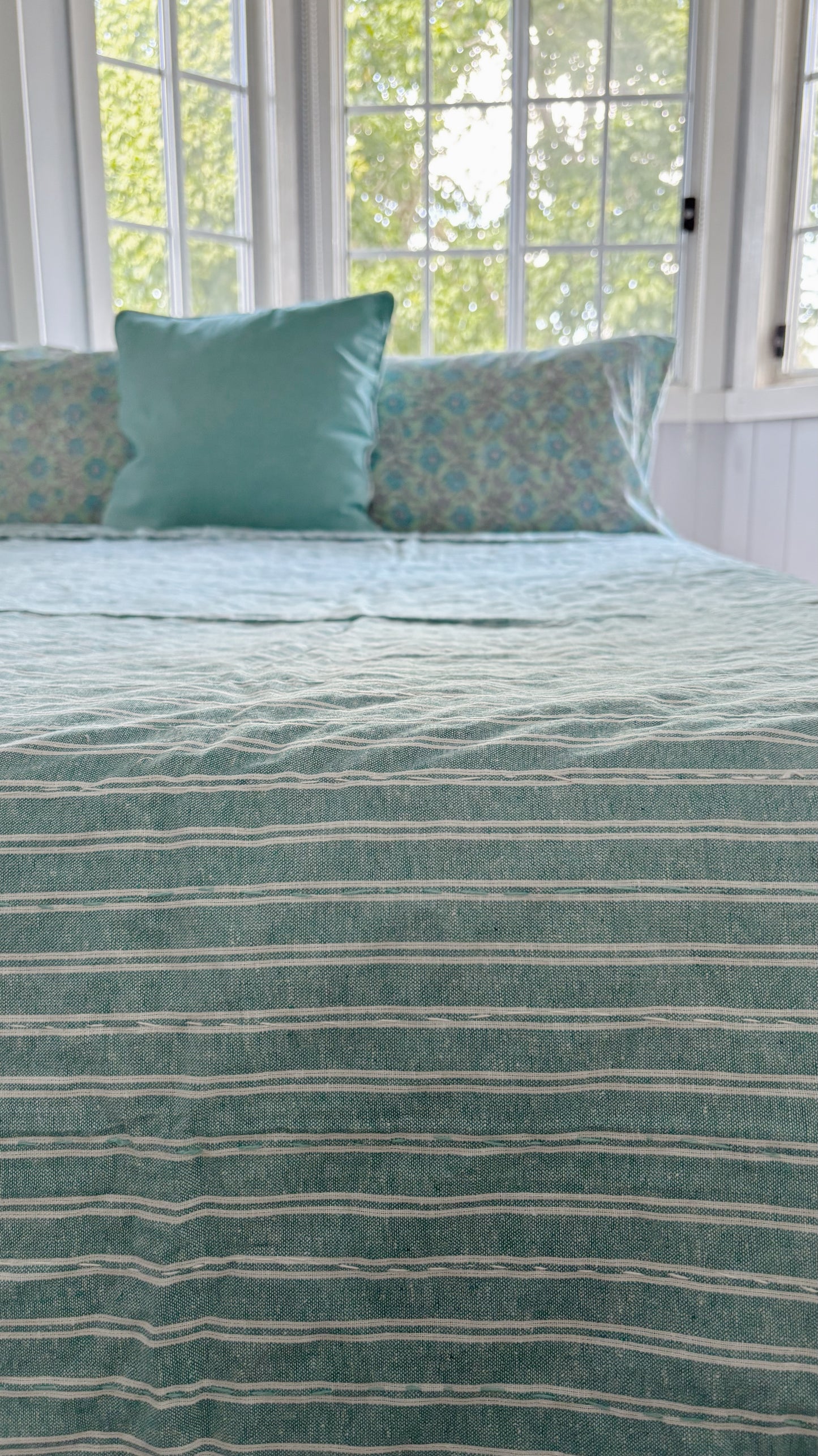 Seafoam Coastal Kantha Quilt