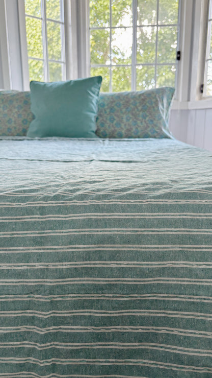 Seafoam Coastal Kantha Quilt