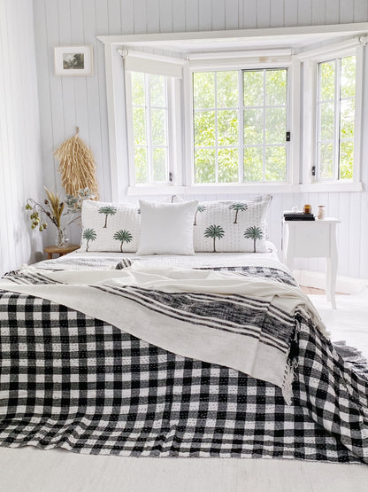 Gingham Modern Farmhouse Kantha Quilt