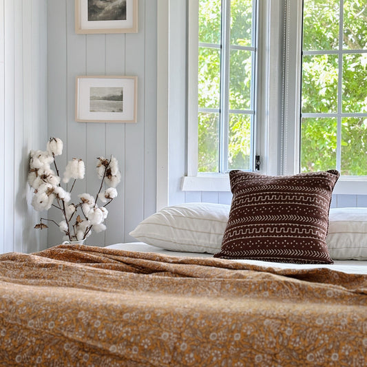 Peach Soleil Boho Coastal Kantha Quilt