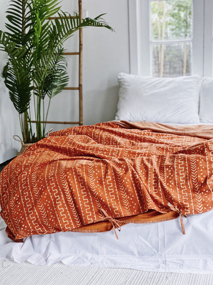 Earthy Autumn Rust Boho Style Quilt Cover