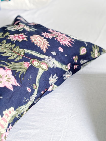 Navy Blue Jardin Lumbar Cushion Cover