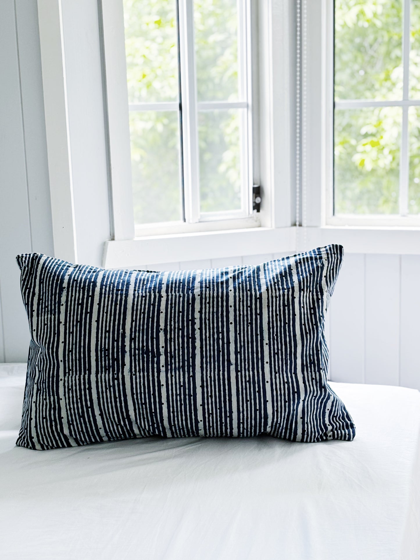 Indigo Dots and Stripes Pillowcase